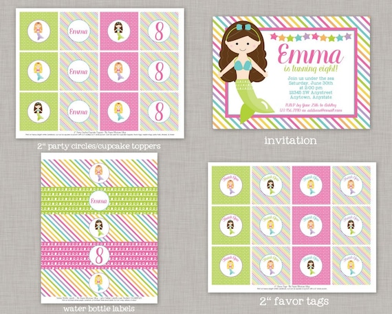 Mermaid Birthday Party, Mermaid Birthday Decorations, Mermaid Birthday, Mermaid Party, Under the Sea Party, Ocean Birthday Party, Printable Il_570xn