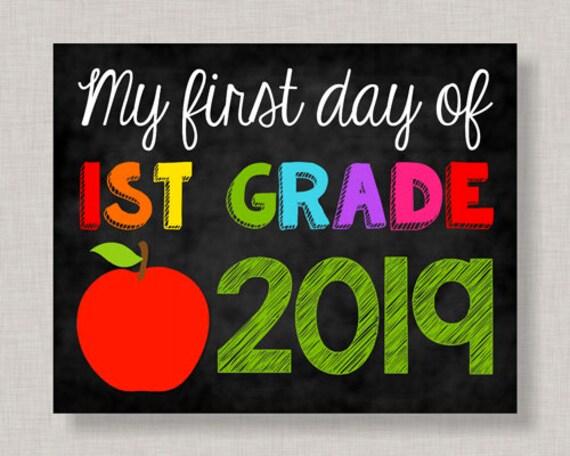 First Day of First Grade Sign,First Day of 1st Grade Sign,First Day of School Sign,First Day of School Chalkboard,Printable Chalkboard Sign Il_570xn