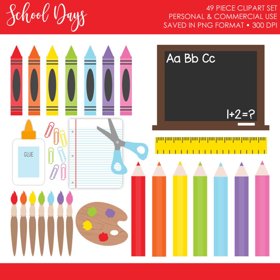 School Days Clipart,school Clip Art,school Supplies Clipart,crayon Clipart,painting Clipart ...