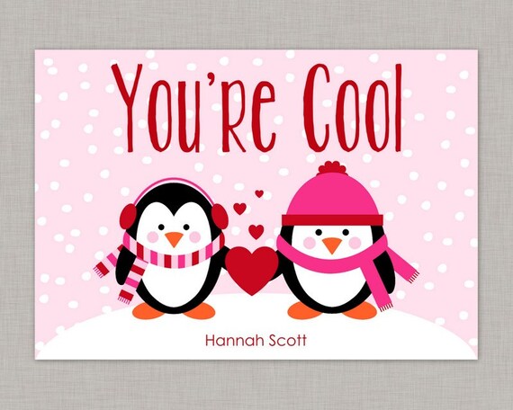 Valentine Classroom Cards,Penguin Valentine Card,Classroom Valentines,Classroom Valentine's Day Card,Kids Valentine Cards,Kids Valentines Il_570xn