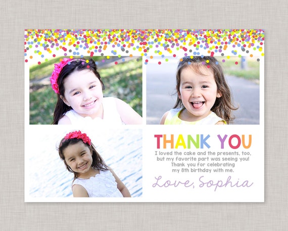 Thank You Card with Photo,Photo Thank You Cards,Photo Thank You Card Kids,Birthday Thank You Cards,Birthday Thank You Card Printable,Rainbow Il_570xn