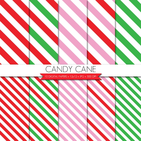 Christmas Digital Paper,Candy Cane Stripes Digital Paper,Red Green Pink Digital Paper,Christmas Scrapbook Paper