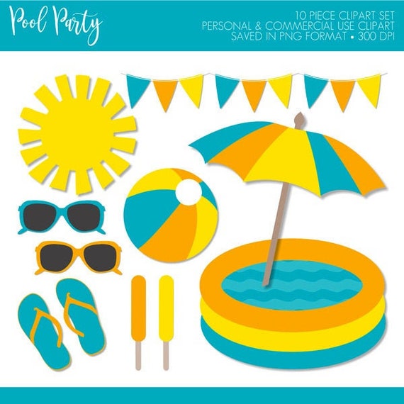 Pool Party Clipart Summer Clipart Commercial Use Pool 