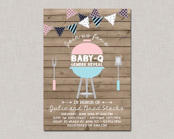 BBQ Gender Reveal Invitation, Baby Q Gender Reveal Invitation, Baby Q Gender Reveal, BBQ Gender Reveal, Pink Blue Gender Reveal Invitation Il_570xn