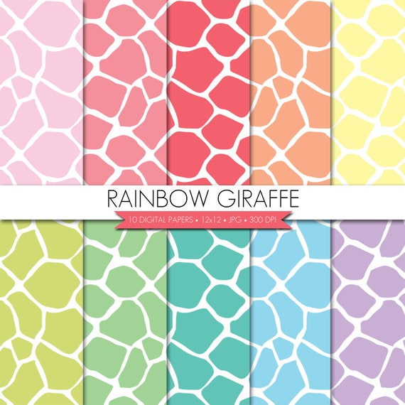 BUY 2 GET 1 FREE! Giraffe Digital Paper,Animal Digital Paper,Animal Print Digital Paper,Rainbow Digital Paper,Digital Scrapbook Paper Il_570xn