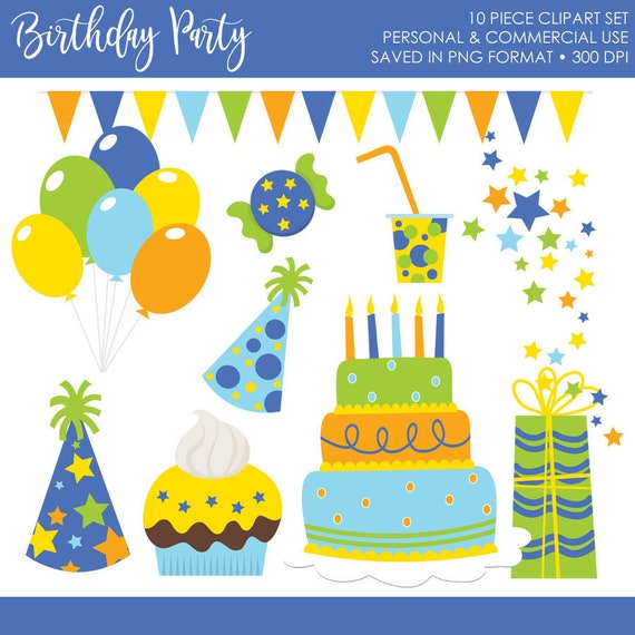 BUY 2 GET 1 FREE! Boy Birthday Clipart,Birthday Clipart for Boys,Birthday Party Clipart,Birthday Clipart for Kids,Cake Clipart,Cupcake Il_570xn