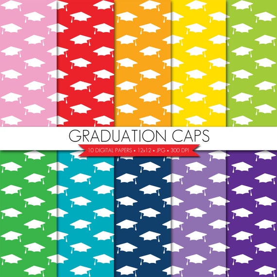 BUY 2 GET 1 FREE! Graduation Digital Paper,Graduation Caps Digital Paper,School Digital Paper,Graduation Paper,Digital Scrapbook Paper Il_570xn