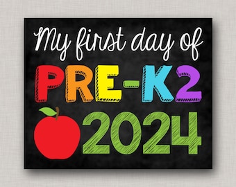 First Day of Pre K2 Sign,First Day of 2 Year Old Preschool,First Day of Preschool,2 Year Old Preschool Sign,First Day of Pre K Sign