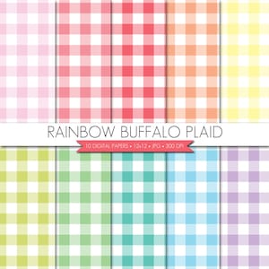 Buffalo Plaid Digital Paper,Buffalo Check Digital Paper,Rainbow Digital Paper,Rainbow Plaid Paper,Digital Scrapbook Paper