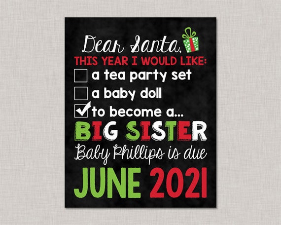 Big Sister Christmas Sign,Big Sister Pregnancy Announcement Sign,Christmas Pregnancy Announcement Sign,Christmas Pregnancy Announcement Il_570xn