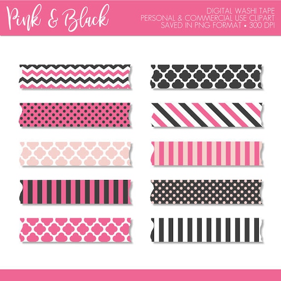 Digital Washi Tape, Washi Tape Clipart, Digital Scrapbook Kit