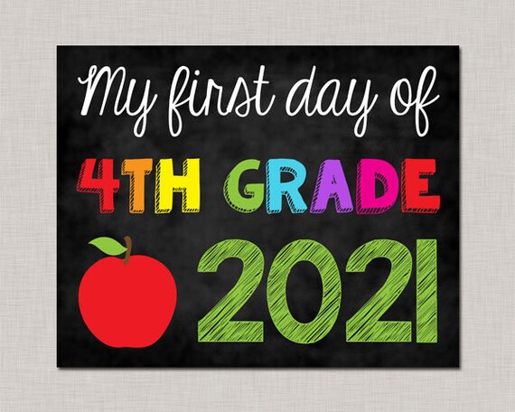 First Day of Fourth Grade Sign,First Day of 4th Grade Sign,First Day of School Sign,First Day of School Chalkboard,Printable Chalkboard Sign Il_570xn