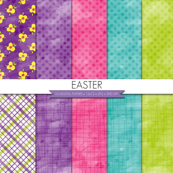 Watercolor Easter Digital Paper,Spring Digital Paper,Springtime Digital Paper,Plaid Digital Paper,Polka Dot Digital Paper Il_570xn