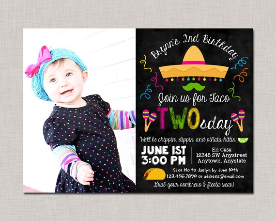 Fiesta Invitation, Fiesta Birthday Invitation, Taco Tuesday Invitation, Taco Twosday Invitation, Second Birthday Invitation, 2nd Birthday Il_570xn
