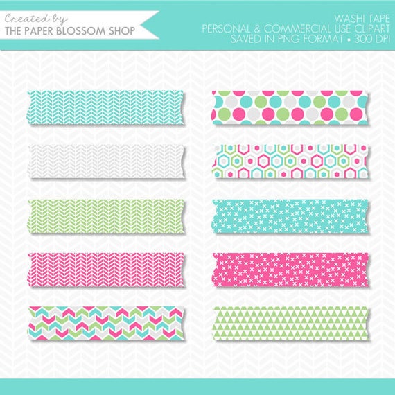 Pink Aqua Lime Green Washi Tape Clipart,Washi Tape Clip Art,Digital Washi Tape,Digital Planner Stickers,Scrapbook Clipart,Digital Clipart Il_570xn