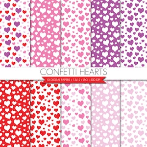 Confetti Heart Digital Paper,Valentines Day Digital Paper,Heart Digital Paper,Confetti Digital Paper,Pink Digital Paper