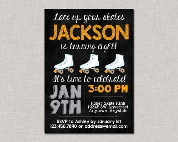 Roller Skating Invitation, Roller Skating Birthday, Roller Skating Party, Printable Il_570xn