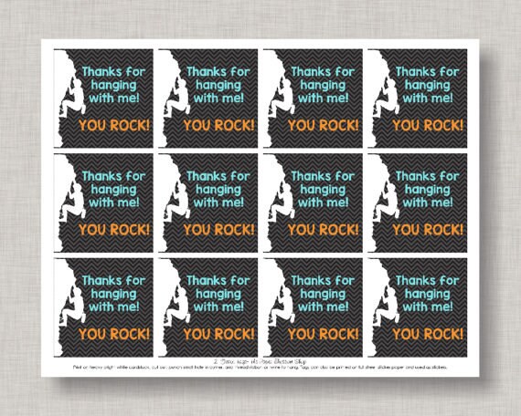 Rock Climbing Favor Tags, Rock Climbing Thank You Tags, Thank You Tags, Favor Tags, Rock Climbing Birthday, Printable, Rock Climbing Party Il_570xn