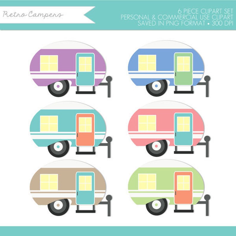 Retro Camper Clipart,Camper Clipart,Retro Camper Clip Art,Camper Clip Art,Camper Clipart Vintage,Camping Clipart image 1