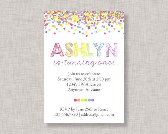 confetti birthday invitation rainbow invitation rainbow birthday