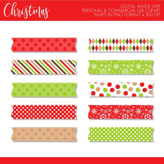 Christmas Washi Tape Argyle Washi Tape Snowflakes Washi Tape Polka Dots Washi Tape Clip Art Digital Washi Tape Stickers