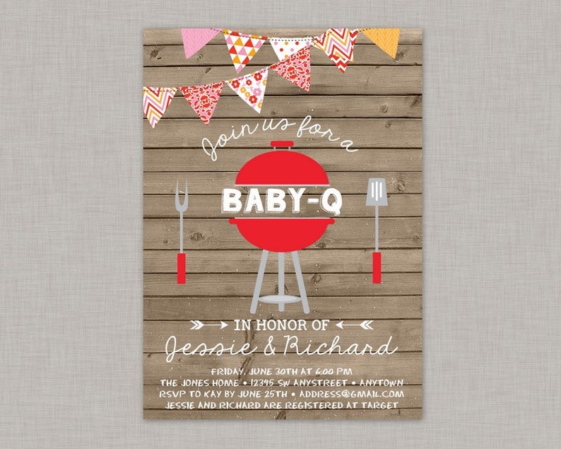 Bbq Baby Shower Invitation Baby Q Invitation Coed Baby Etsy