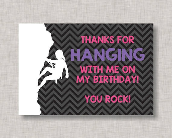 Rock Climbing Thank You Card for Girls, Birthday Thank You Cards, Girl Rock Climbing Birthday Thank You, Rock Climbing Birthday, You Rock Il_570xn