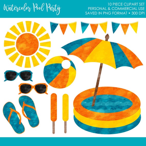 Summer clipart, Pool party png