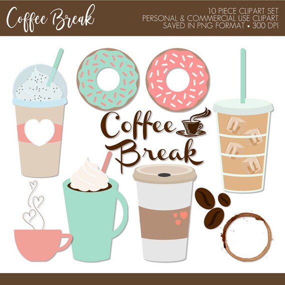 BUY 2 GET 1 FREE! Coffee Clipart,Coffee Clip Art,Coffee Break Clipart,Donut Clipart,Iced Coffee Clipart,Iced Coffee Clip Art,Digital Clipart Il_570xn