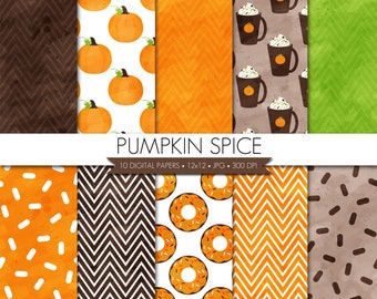 Pumpkin Spice Digital Paper,Watercolor Fall Digital Paper,Sprinkles Digital Paper,Pumpkin Digital Paper,Coffee Donut Paper