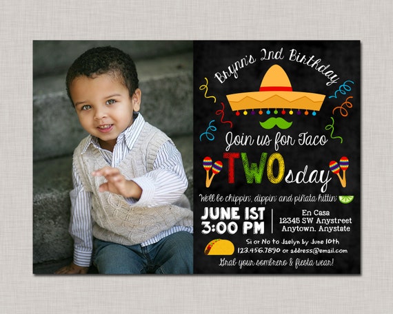 Fiesta Invitation, Fiesta Birthday Invitation, Taco Tuesday Invitation, Taco Twosday Invitation, Second Birthday Invitation, 2nd Birthday Il_570xn