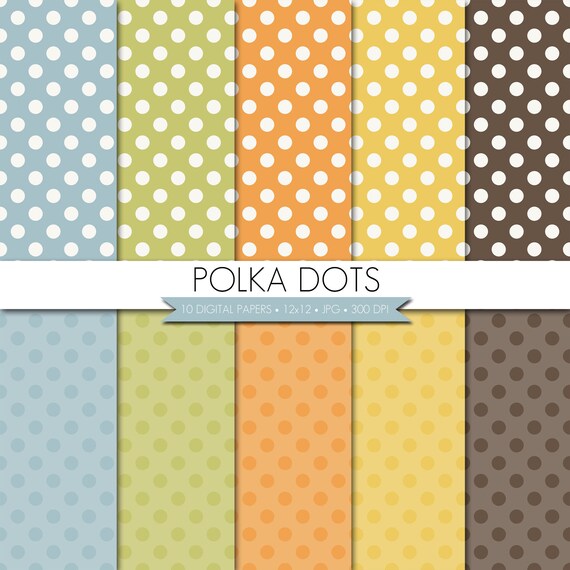 BUY 2 GET 1 FREE! Polka Dot Digital Paper,Boy Digital Paper,Dot Digital Paper,Blue Green Orange Yellow Brown Digital Paper,Scrapbook Paper Il_570xn