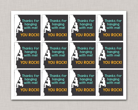 Rock Climbing Favor Tags, Rock Climbing Thank You Tags, Thank You Tags, Favor Tags, Rock Climbing Birthday, Printable, Rock Climbing Party Il_570xn