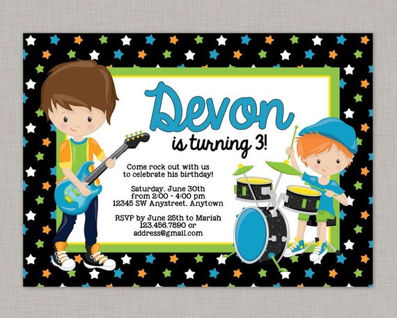 Rock Star Invitation,Rock Band Birthday Invitation,Rock Star Birthday Invitation,Rock Band Invitation,Music Birthday Invitation,Music Party Il_570xn