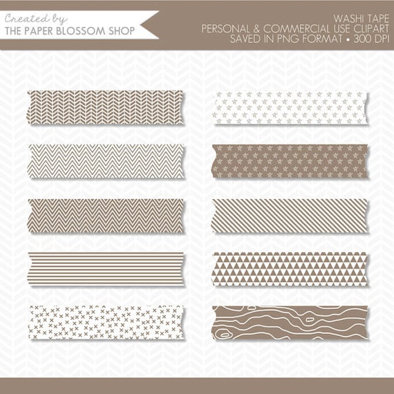 Washi Tape Clipart,brown White Washi Tape Clipart,digital Washi