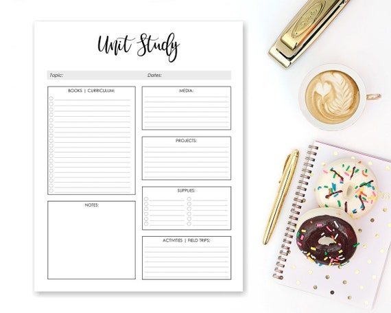 Unit Study Planner,Unit Study for Homeschool,Printable Unit Study Planner,Homeschool Planner Printable,Homeschool Planner Pages,8.5 x 11 Il_570xn