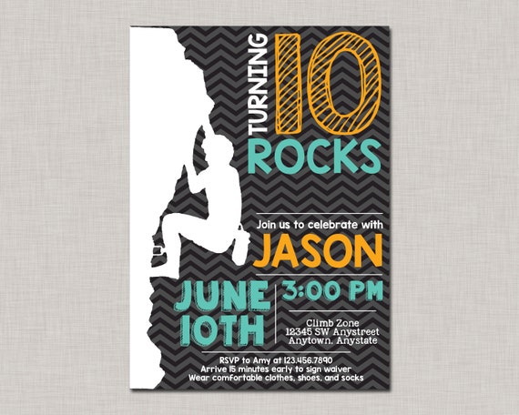 Rock Climbing Invitation, Rock Climbing Birthday Invitation, Rock Climbing Party, Rock Climbing Birthday Party, Rock Climbing Invite Il_570xn