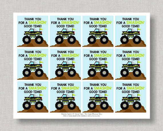 Monster Truck Favor Tags,Monster Truck Thank You Tags,Monster Truck Birthday,Monster Truck Party,Monster Truck Favors,Gift Tags,Favor Tags Il_570xn