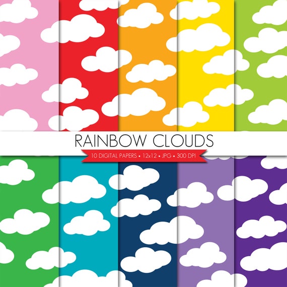 Cloud Digital Paper,Clouds Digital Paper,Rainbow Clouds Digital Paper
