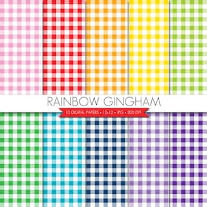 Gingham Digital Paper,Rainbow Gingham Digital Paper,Rainbow Digital Paper,Birthday Digital Paper,Digital Scrapbook Paper