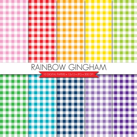 BUY 2 GET 1 FREE! Gingham Digital Paper,Rainbow Gingham Digital Paper,Rainbow Digital Paper,Birthday Digital Paper,Digital Scrapbook Paper Il_570xn