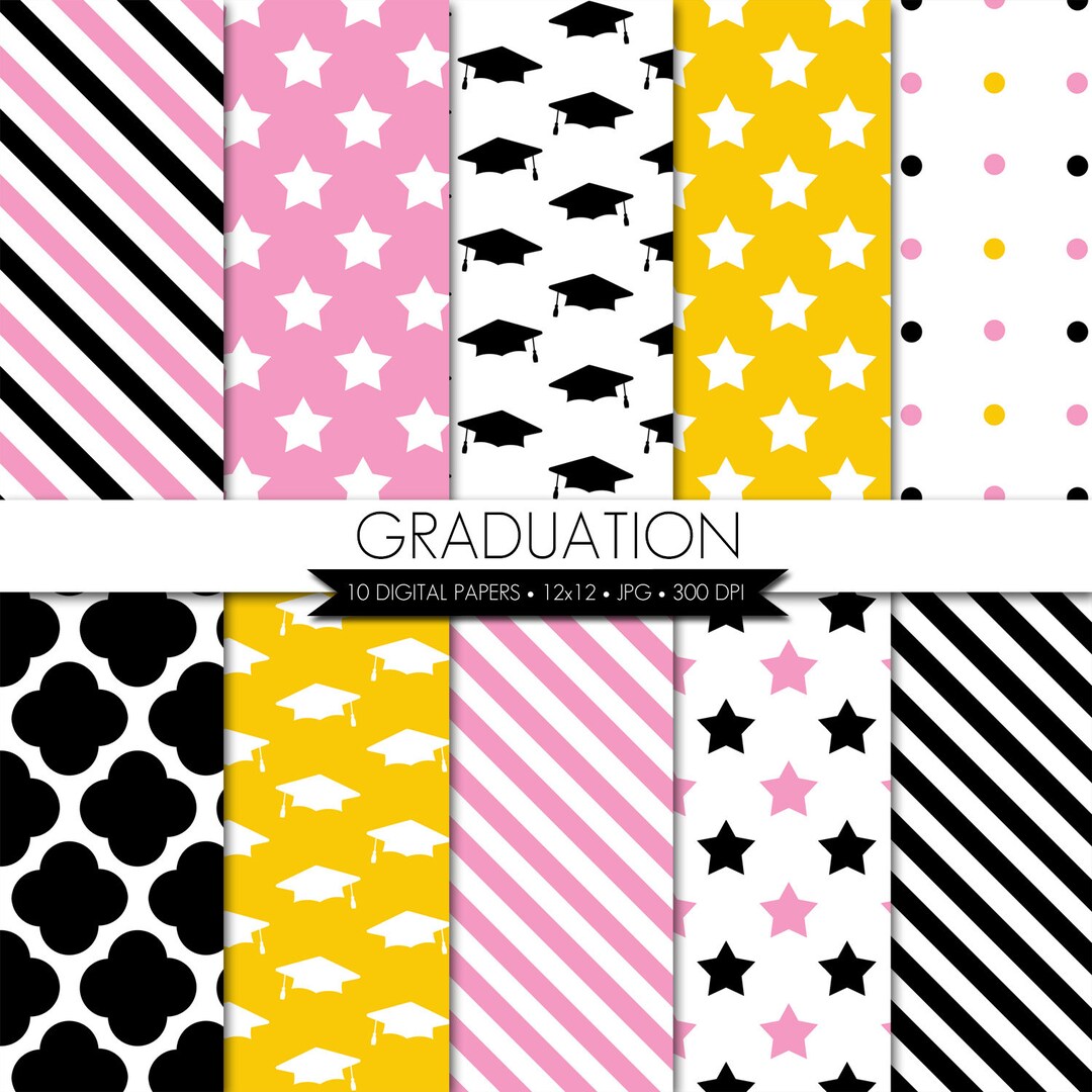 Graduation Digital Paper,pink Black Gold Digital Paper,graduation ...