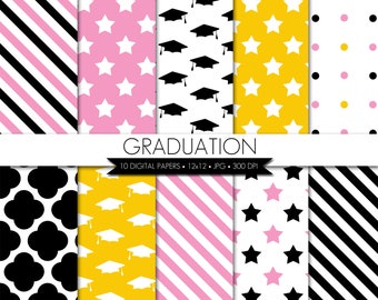 Graduation Digital Paper,Pink Black Gold Digital Paper,Graduation Digital Paper Pack,School Digital Paper,Digital Paper