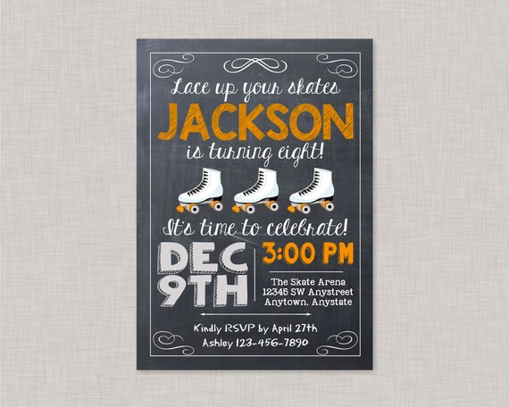 Roller Skating Invitation, Roller Skating Birthday, Roller Skating Party, Printable Il_570xn