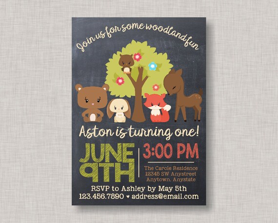Woodland Invitation, Woodland Birthday Invitation, Woodland Birthday Party, Boy Woodland Birthday, Forest Birthday, Forest Friends Il_570xn
