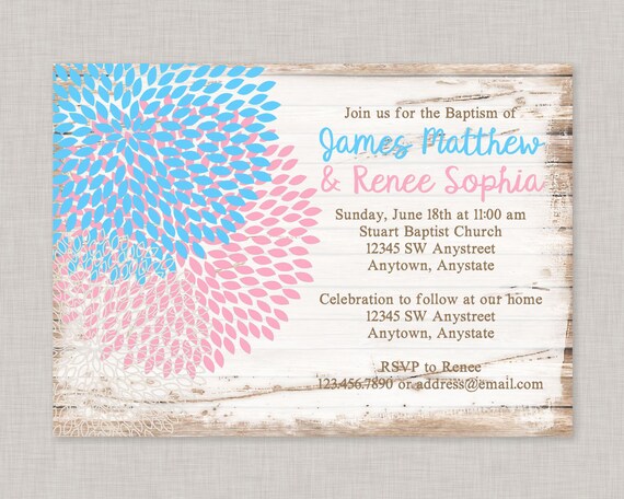Twin Baptism Invitation,Rustic Baptism Invitation,Baptism Invitation,Boy Girl Baptism Invitation,Sibling Baptism Invitation,Joint Baptism Il_570xn
