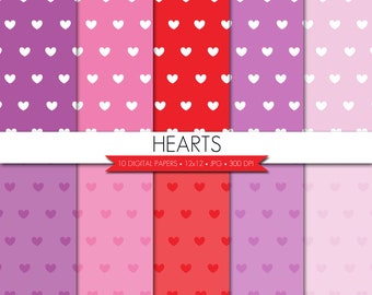 Valentines Day Digital Paper,Heart Digital Paper,Hearts Digital Paper,Valentine Digital Paper,Pink Purple Red Paper