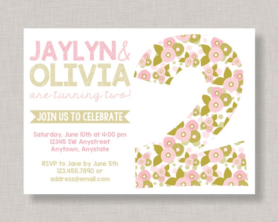 twin 2nd birthday invitations twin second birthday invitation twin 2nd birthday invite