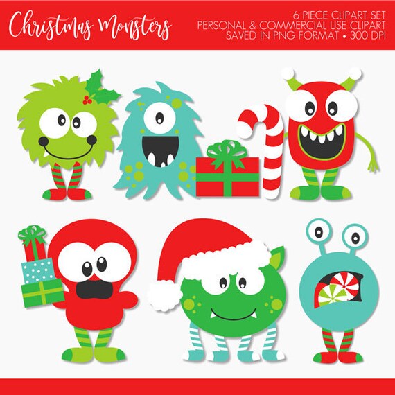 BUY 2 GET 1 FREE! Christmas Monster Clip Art,Christmas Monsters Clipart,Christmas Clipart,Monster Clipart,Monster Clipart for Kids,Monster Il_570xn
