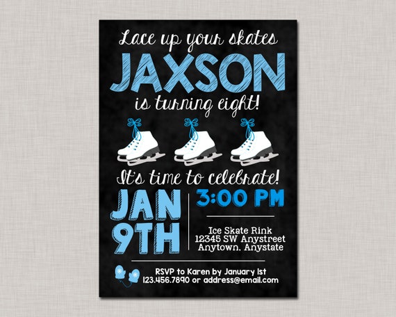 Ice Skating Invitation, Ice Skating Birthday Invitation, Ice Skating Party, Printable, Boys, Boy Birthday, Ice Skating Invitation for Boys Il_570xn